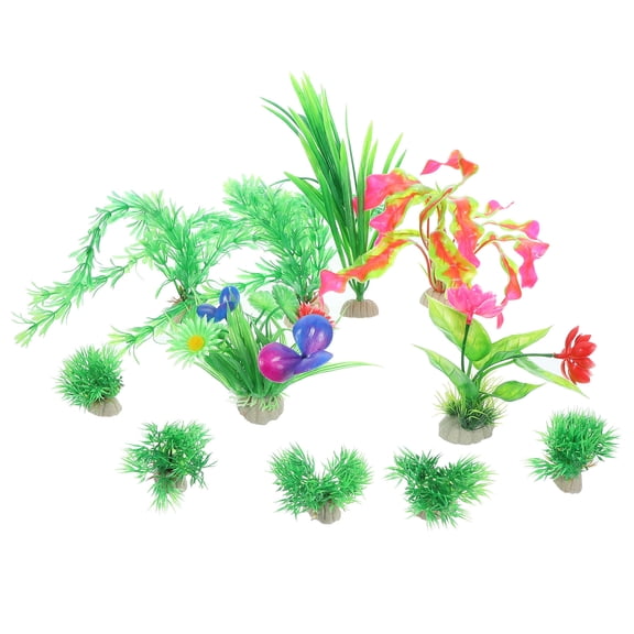 LOLIPPYY 11Pcs Artificial Aquatic Plants Aquarium Ornaments Assorted Hiding Place Home Decor