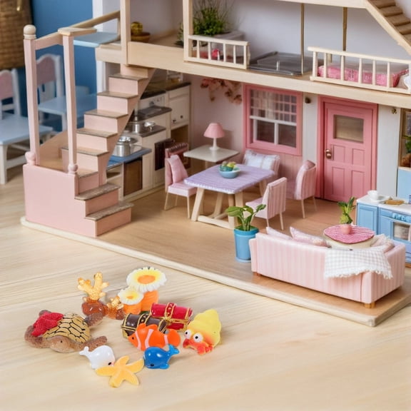 LOLIPPYY 11pcs Fade-resistant Beach Dollhouse Decoration for Creative Crafting and Summer Decor