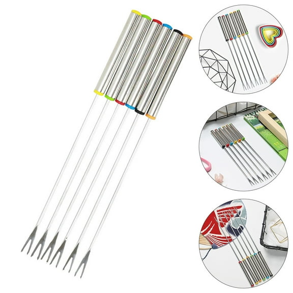 LOLIPPYY 12 Pcs Stainless Steel Dessert Fork Set Assorted Color For BBQ Parties