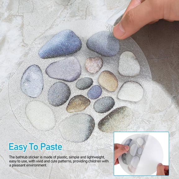 LOLIPPYY 12 Sheets Bathtub Sticker Non Slip PEVA Stone Shape for Family Home Decoration