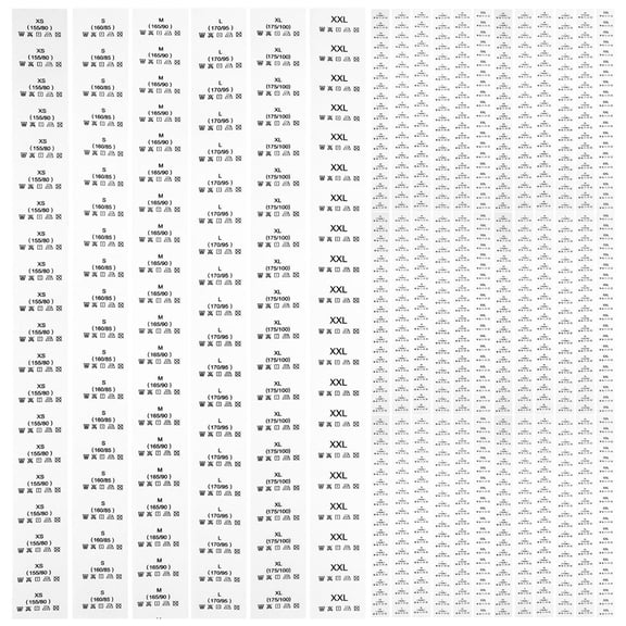 LOLIPPYY 120Pcs Iron on Clothes Size Labels Sublimation Fabric Tags for Garment Size Identification