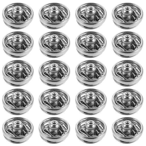 LOLIPPYY 120Pcs Sewing Metal Snap Buttons Silver Round Flat Press Studs for Clothes Repair
