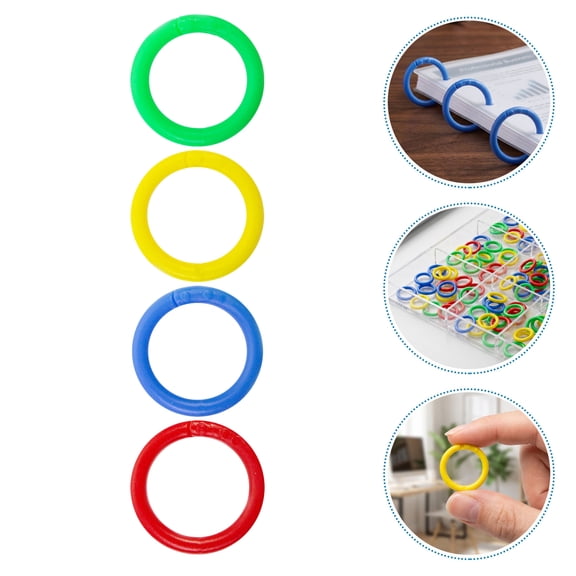 LOLIPPYY 120pcs Plastic Loose Leaf Binder Rings 1 Inch Openable for Documents