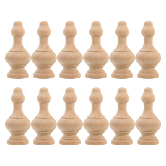 LOLIPPYY 12PCS Decorative Wood Finials: Bed Post Finials Curtain Rod Staircases DIY Crafts Unfinished Wooden Topper for Indoor Use Home