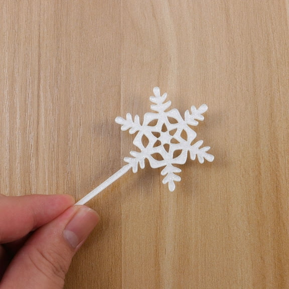 LOLIPPYY 12PCS Snowflakes Cake Decorations White Food Picks for Christmas Party