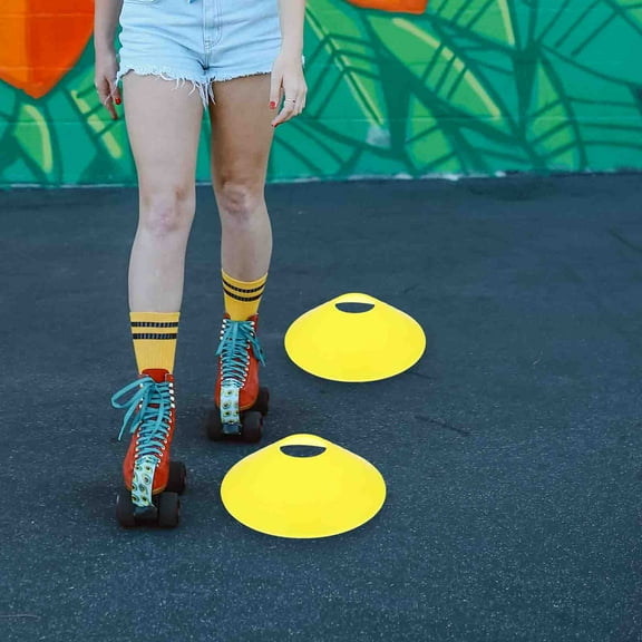LOLIPPYY 12Pcs 7.9X7.9in Yellow Agility Cones for Football Equipment and Sports Training