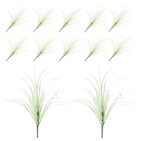 LOLIPPYY 12Pcs Artificial Cattail Stems Light Green Plastic Faux Grass for Outdoor Indoor Table Centerpiece