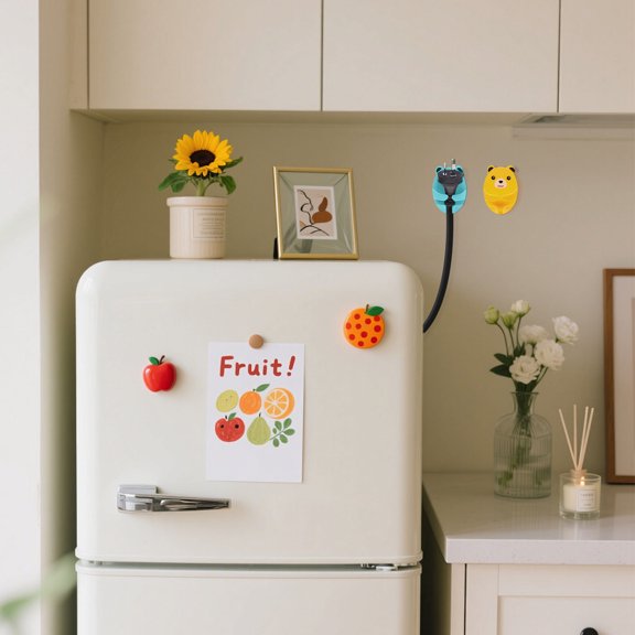 LOLIPPYY 12Pcs Bear Shaped Power Plug Hook Adhesive Cord Holder for Kitchen Wall