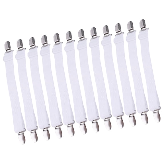 LOLIPPYY 12Pcs Bed Sheet Holder White Adjustable Elastic Bands for Corner Mattress Cover Fixing