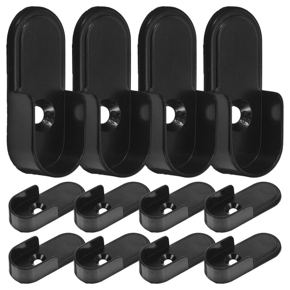 LOLIPPYY 12Pcs Black Heavy Duty Closet Rod Socket Bracket Zinc Alloy Clothes Rail Support for Wardrobe