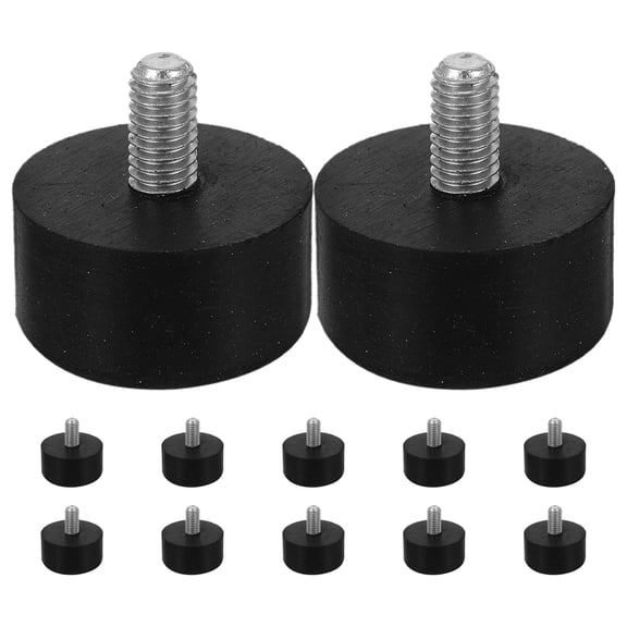 LOLIPPYY 12Pcs Black Rubber Furniture Levelers with Threaded Screw Design for Installation