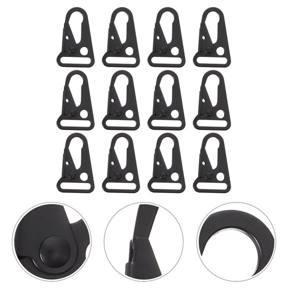 LOLIPPYY Zinc Alloy Eagle Beak Clips Black Outdoor Carabiner Buckles 12Pcs