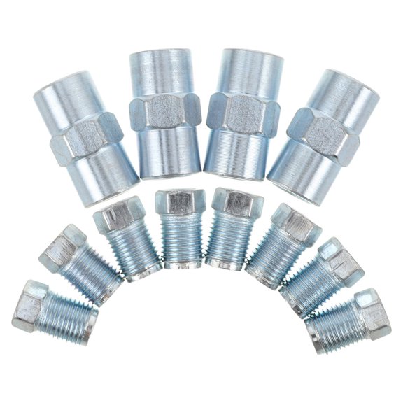 LOLIPPYY 12Pcs Brake Line Fittings Assortment Plated Silver Secure Brake Hose Connector for Automotive Use