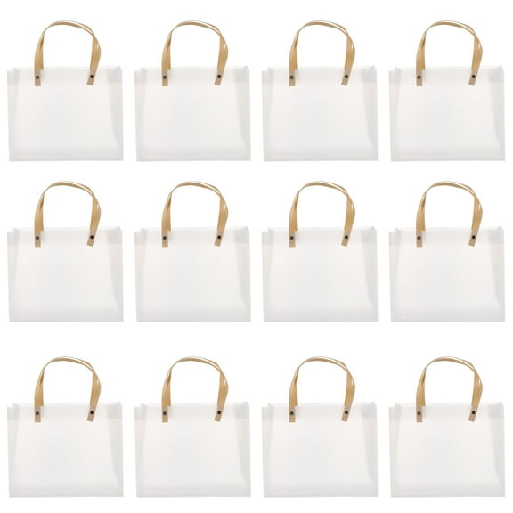 LOLIPPYY 12Pcs Clear Present Bag Frosted Packaging Pouches with Comfortable Rope Handles