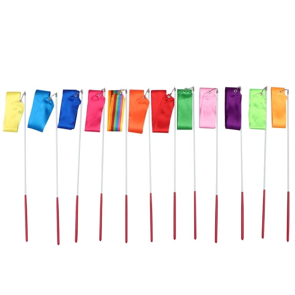 LOLIPPYY 12Pcs Dance Ribbon Streamer Made of Silk for Rhythmic Gymnastics Twirling and Oriental Dance