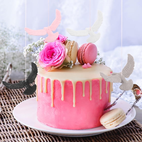 LOLIPPYY 12Pcs Dove Ornament Plastic Cake Toppers for Diy Crafts Celebrations