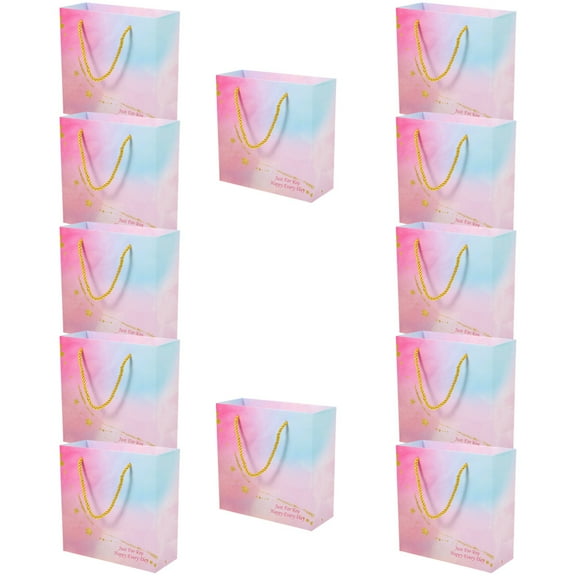 LOLIPPYY 12Pcs Durable Pink Paper Bags for Presents Party Favors and Shopping