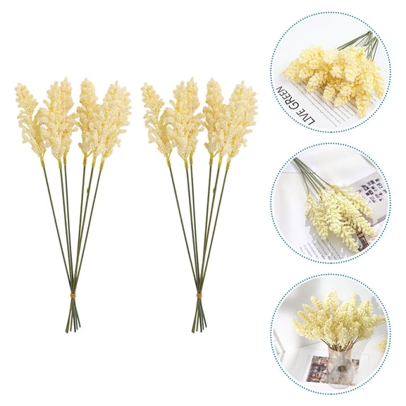 LOLIPPYY 12Pcs Fake Beige Artificial Flower for Home and Party Decor Realistic Grain Plant