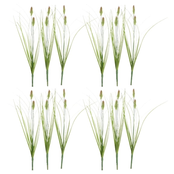 LOLIPPYY 12Pcs Faux Ornamental Grass Stems Artificial Green Reed Grass for Seasonal Festive Decor