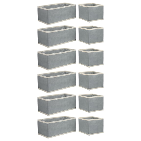 LOLIPPYY Set of 12 Foldable Light Grey Fabric Storage Boxes for Closet Organization of Socks, Underwear, and Lingerie