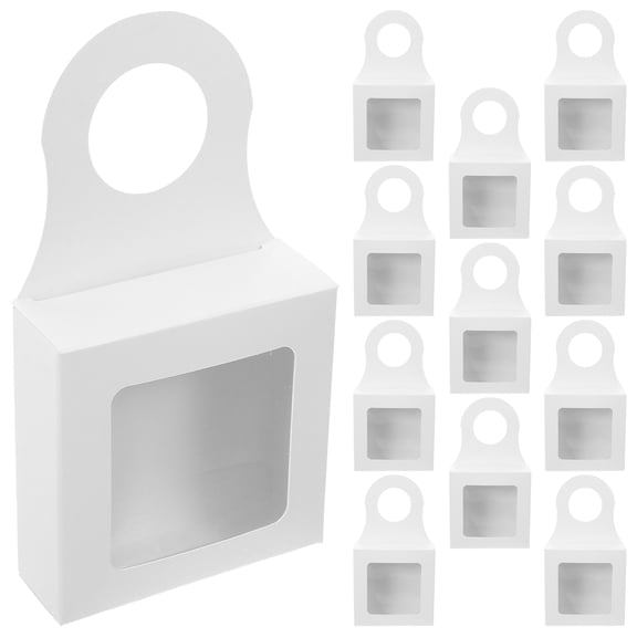 LOLIPPYY 12Pcs Foldable White Paper Wine Bottle Boxes with Window Perfect for Birthday and Wedding