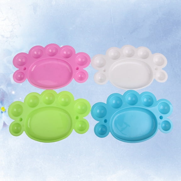 LOLIPPYY 12-Piece Footprint Shaped Plastic Paint Palettes for Acrylic, Watercolor, and Oil Painting in Assorted Colors