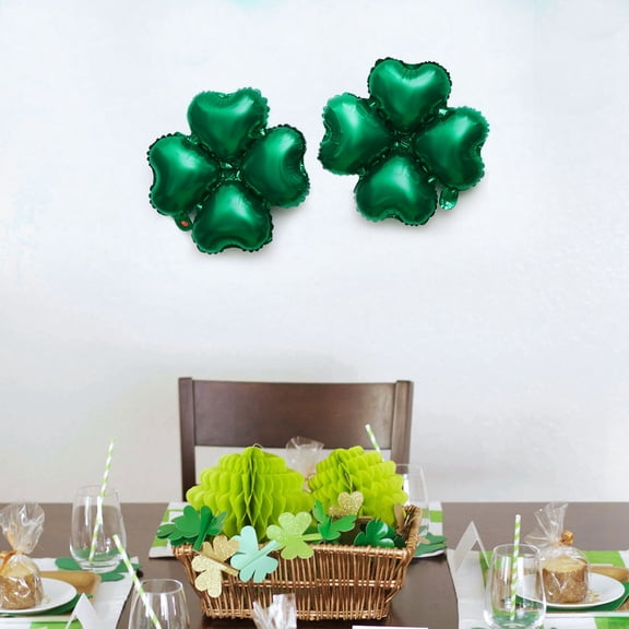 LOLIPPYY 12Pcs Four Leaf Clover Festival Balloon Green Foil for Wedding Decor