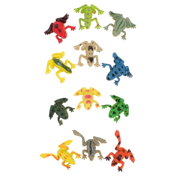 LOLIPPYY 12Pcs Frog Garden Statues Pvc Assorted Color Indoor Outdoor Decor