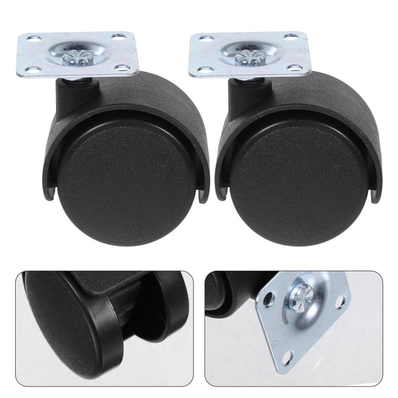 LOLIPPYY 12Pcs Furniture Casters For Hardwood Floors Nylon Quiet Operation Wheels Black