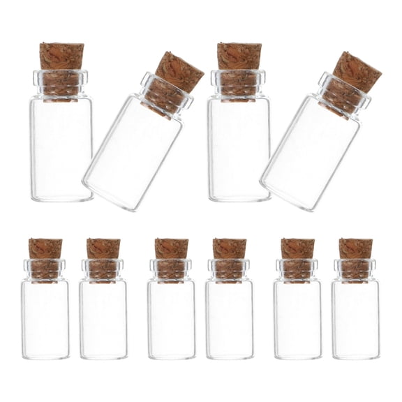 LOLIPPYY Set of 12 Small Clear Glass Bottles with Cork Stoppers, Mini Jars for Candy, Message Notes, Craft Supplies Storage