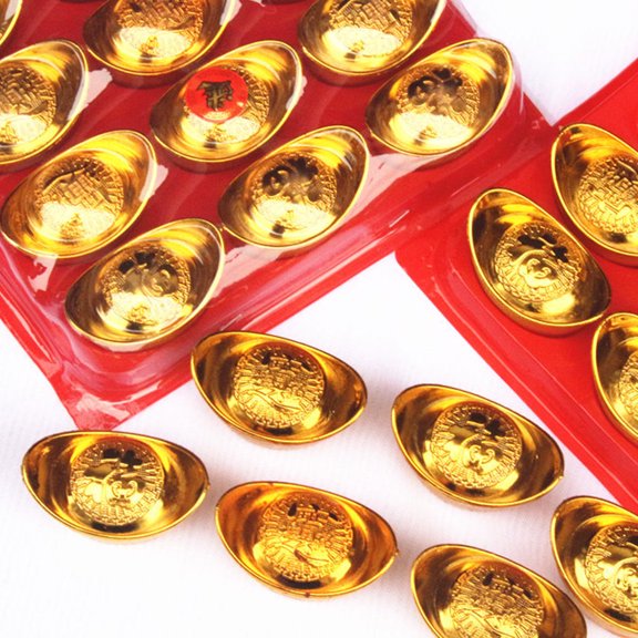 LOLIPPYY 12Pcs Golden Plastic Craft Decor Room Decorations for New Year Festival