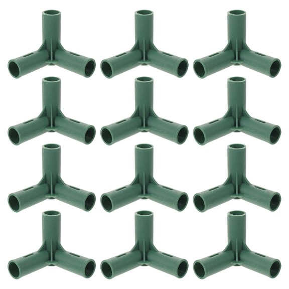 LOLIPPYY 12Pcs Green 3 Way Greenhouse Frame Connectors Plastic Pipe Fittings for Garden Structures