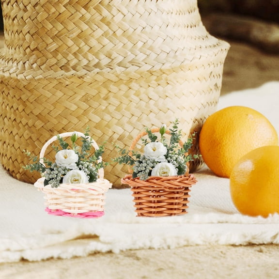 LOLIPPYY 12Pcs Handwoven Small Flower Baskets Assorted Color Candy Containers for Events