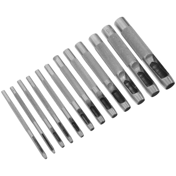 LOLIPPYY 12-Piece Hole Punch Set with Various Sizes for Belts, Bags, and Shoes - Steel Construction