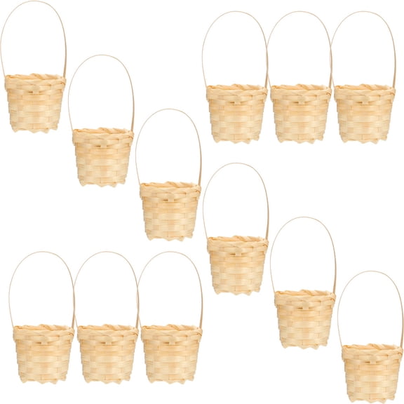 LOLIPPYY 12Pcs Imitation Rattan Mini Basket Light Brown Storage Rustic Women Party Planners