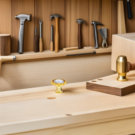 LOLIPPYY 12Pcs Knob For Kitchen Cabinets Golden ABS Modern Design For Furniture Replacement Use