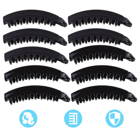 LOLIPPYY 12Pcs Large Black Banana Hair Clips Spring Hair Combs for Everyday Use