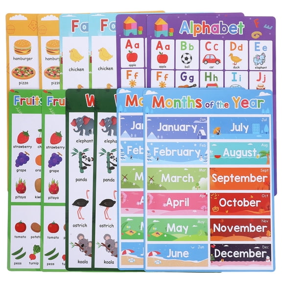LOLIPPYY 12Pcs Learning Posters for Preschool Wall Decor - Assorted Color Cognitive Development