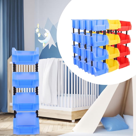 LOLIPPYY 12Pcs Lightweight Stackable Storage Bins for Garage Tool and Craft Organization