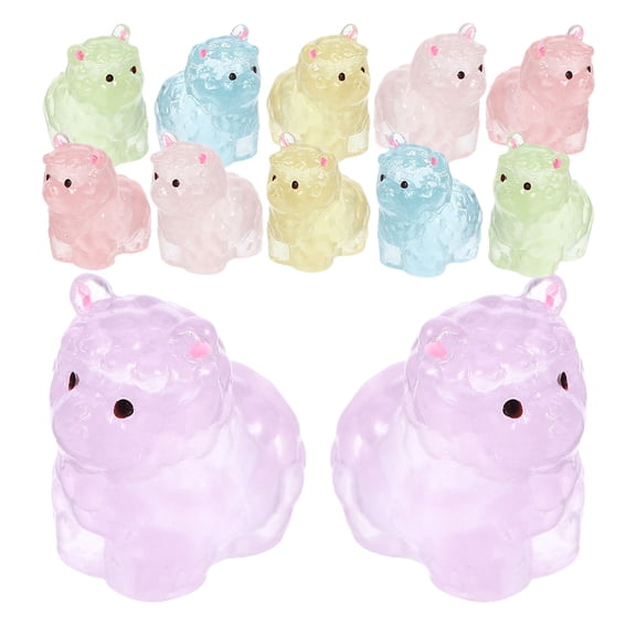 LOLIPPYY 12Pcs Luminous Resin Alpaca Figures Assorted Colors for Office and Home Ornament
