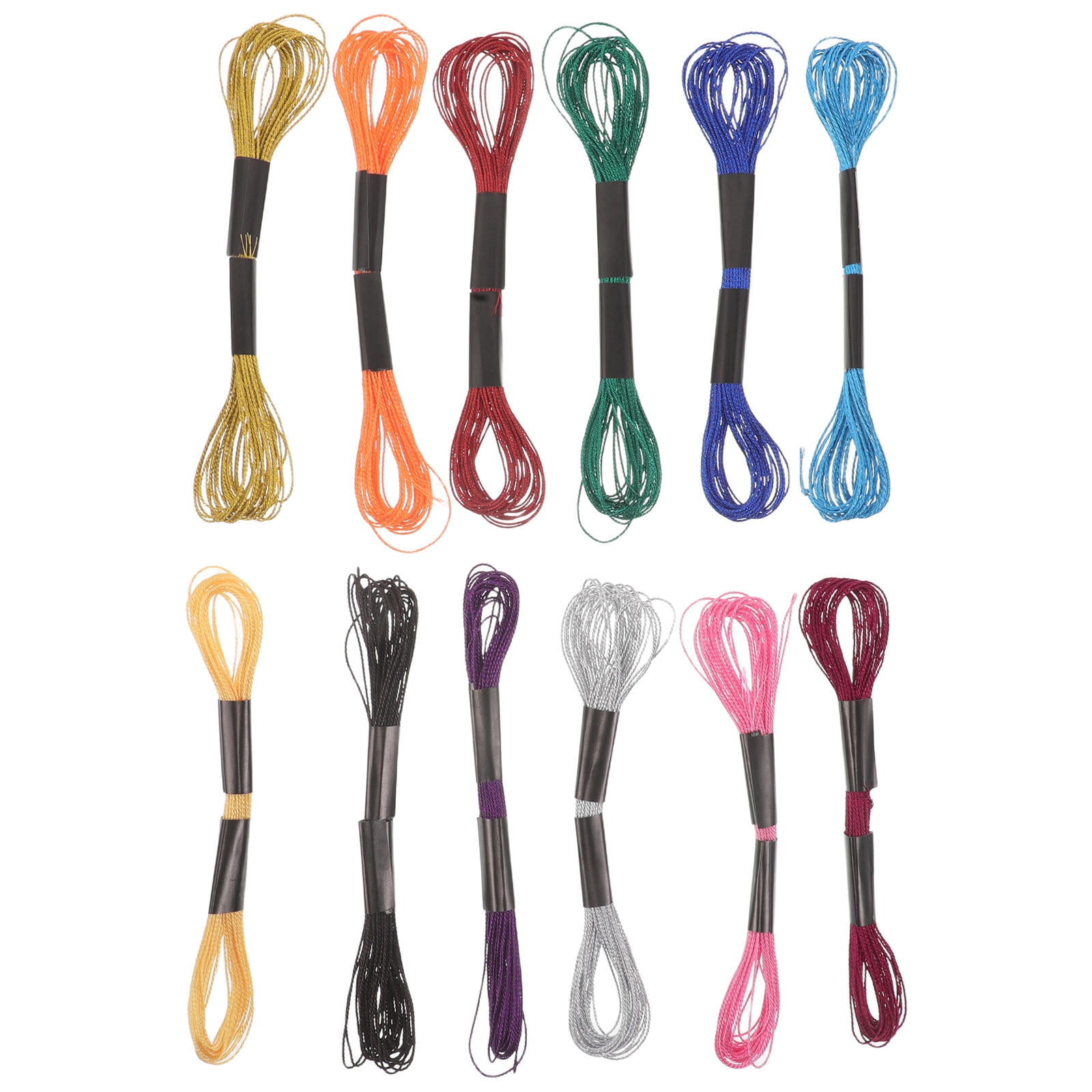 LOLIPPYY Set of 12 Metallic Embroidery Floss Threads, Polyester for ...