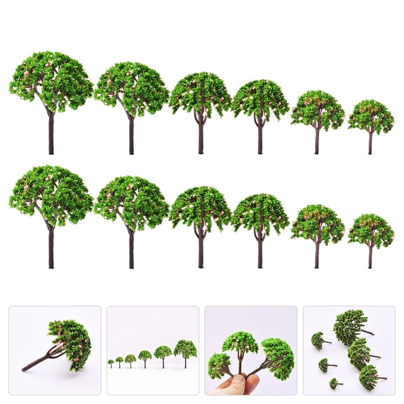 LOLIPPYY 12Pcs Mini Scenery Trees Green Plastic Realistic Creative Projects Artists