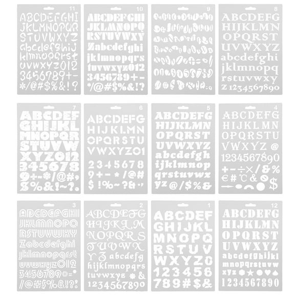 LOLIPPYY 12Pcs Painting Stencils Alphabet Templates Art Stencils for Journal