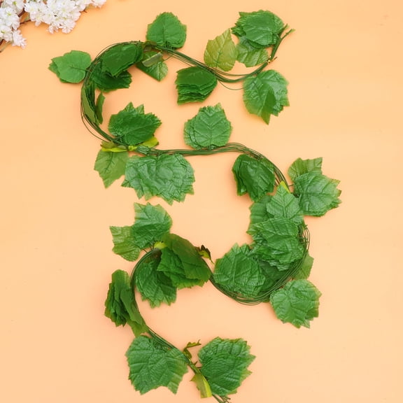 LOLIPPYY 12Pcs Party Fake Vine Green Creeper Vine Large Leaf Decor for Desktop Shelf and Wedding