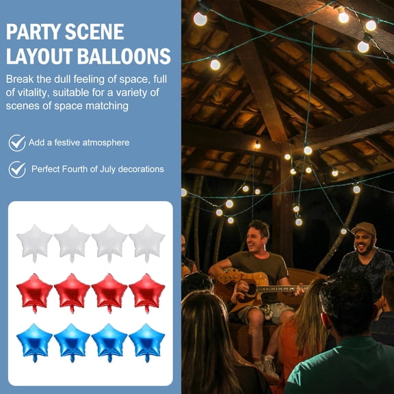 LOLIPPYY 12Pcs Patriotic Aluminum Foil Balloons in Red White Blue for Celebration