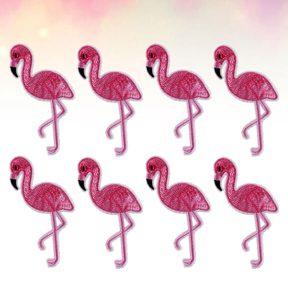 LOLIPPYY 12Pcs Pink Flamingo Embroidery Patch Cloth Stickers for Fashion Decoration on Clothes Bags