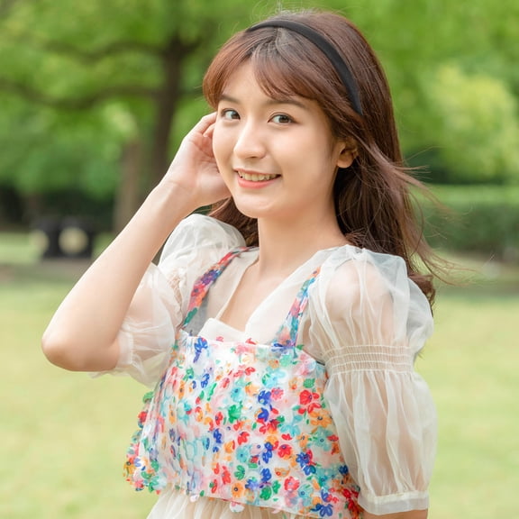 LOLIPPYY 12Pcs Plain Hair Hoops Black Cloth Covered No Teeth Headbands for Crafting