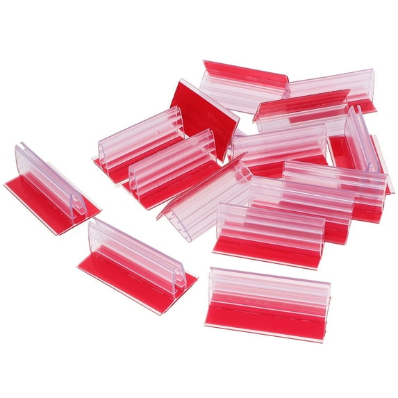 LOLIPPYY 12Pcs Plastic Sign Panel Holders for Desks with Adhesive Backing in Assorted Colors
