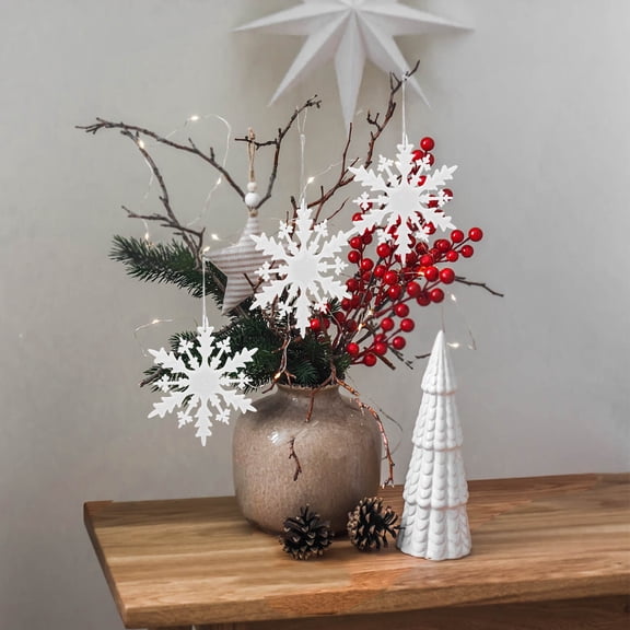 LOLIPPYY 12Pcs Plastic White Snowflake Decorations Hanging Ornaments for Christmas Tree and Home Decor