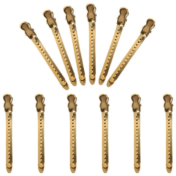 LOLIPPYY 12-Pack Portable Golden Hair Clips Stainless Steel Alligator Sectioning Hair Clips for Styling and Fixing